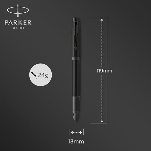 Miniatura 3 de Parker IM pluma estilográfica | Negro mate con adornos negros | Punta fina con recambio de tinta azul | Estuche de regalo