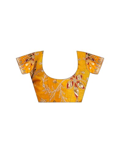 Image of SIRIL Women's Georgette Bandhani Printed, Embroidery Lace Saree With Unstitched Blouse Piece