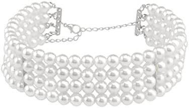 Ayoiow Collier avec Pendentif Femme,Plaqué Argent Collier Multirang Perle Simple Colliers Blanche Ayoiow Collier avec Pendentif Femme,Plaqué Argent Collier Multirang Perle Simple Colliers Blanche