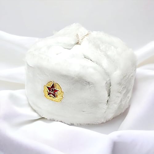 Image of Winter Fur Ushanka Russian Hat with Secret Pocket and Removable RED Star Emblem