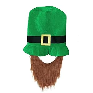 Ruluti St. Patrick hoed en baard groene kabouter hoed en baard St Patricks Day kostuum accessoires