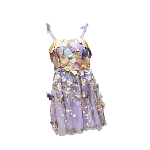 Image of Women Three Dimensional Floral Embroidered Suspender Dress for Wedding Proms XXL