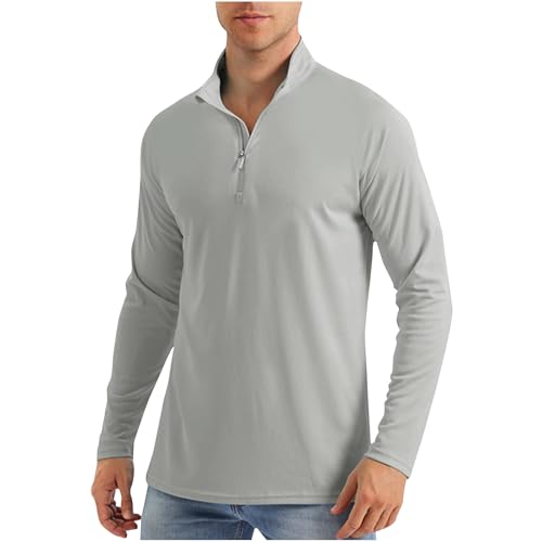 Quarter Zip Sun Shirts for Men UPF 50+ UV Protection Long Sleeve Shirts Quick Dry Beach Golf Rash Guard Clothings