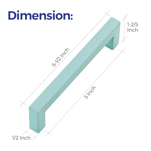 Image of Ravinte 40 Pack 5 Inch Square Cabinet Handles - Green Drawer Pulls and Kitchen Hardware for Cabinets, Cupboards, and Drawers