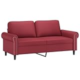 Largeur du siège : 140 cm Canapé 2 Places, Causeuse de Salon Fauteuil Sofa 2 Places Rouge Bordeaux 172 x 77 x 80 cm Similicuir