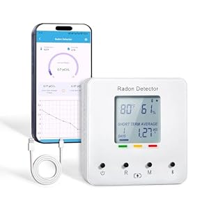 Bluetooth Radon Detector for Home & Basement, Portable Radon Test Kit with Real Time Gas Concentration, Temp & Humidity Monitoring, App Alerts, Detect Hidden Risks and Breathe with Confidence
