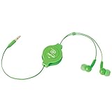 ReTrak Retractable Stereo Earbuds, Green (ETAUDIOGRN)