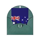 FKGKDF Grußkarte mit australischer Flagge, Perlpapier mit Umschlag, für Weihnachten/Geburtstag/Valentinstag