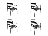 NORDIQ - Sillas Jardin Exterior - Silla Terraza Exterior - Pack de 4 Sillas...