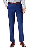 Hugo Boss Men's Wool Trousers Modern Fit Bright Blue Solid Flat Front Dress Pants by Hugo (Bright...