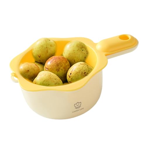 Escurridor y tamiz de frutas, tamiz de doble capa, tamiz de frutas, lavadora de verduras, tamiz y tamiz con mango para verduras, frutas, frijoles, huevos
