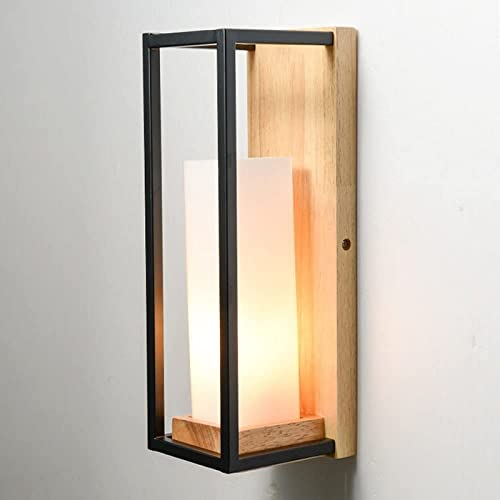 Linterna de pared decorativa con cristal y hierro artesanal