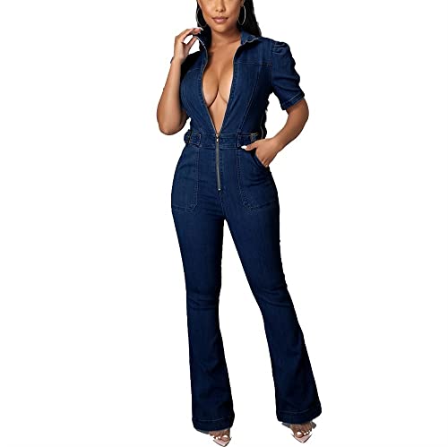【AMERI】V NECK DENIM JUMPSUIT AMERI】V NECK DENIM JUMPSUIT Ameri V NECK DENIM JUMPSUIT V