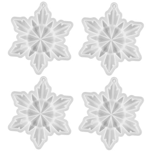 Christmas Silicone Moulds for Resin Set of 4 Snowflake Designs Snowflake Silicone Mold Flexible and Durable Silicone Christmas Molds Ideal for DIY Resin Crafts and Holiday Decorations