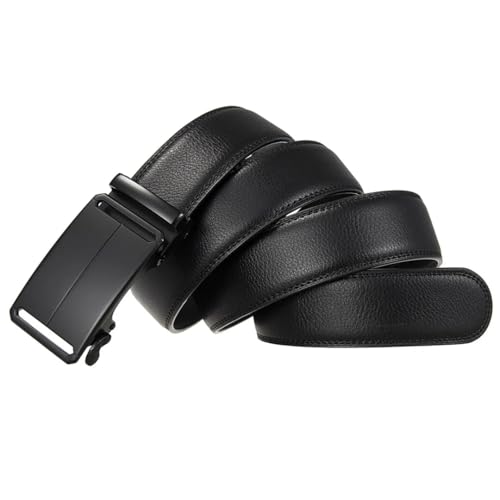 Men 3.5Cm Width Genuine Leather Belt Solid Automatic Buckle Mens Dress Suit Belts Style 3 130cm3