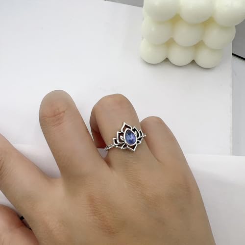 Lotus Ring for Women - Zircon Inlaid Flower Promise Ring - My Trauma Inspirational Statement Floral Jewelry Gift3