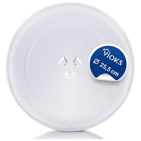 VIOKS Mikrowellen Teller 25,5 cm 255 mm 3 Noppen / Mikrowelle Glasplatte Mikrowellenteller Glas / Mikrowelle Drehteller / Drehteller Mikrowelle Cover