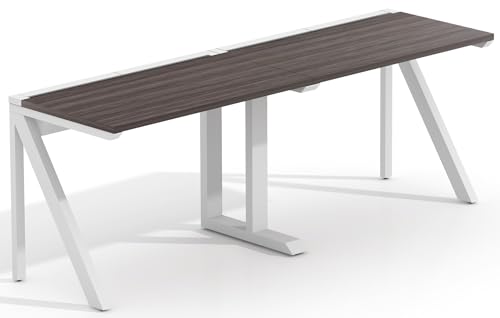 �t���[�A�h���X�f�X�N LASH�f�X�N 2�A 2�l�p �n�[�t �Ǖt�� ��2400mm×���s600mm×����720mm (�_�[�N�A�b�V��/�z���C�g, �Q�A/��2400����)