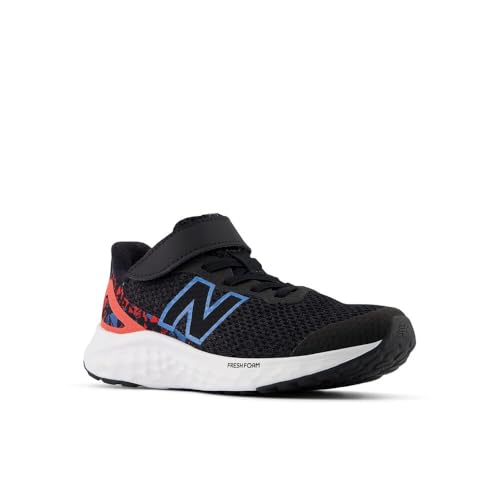 Image of New Balance Kid's Fresh Foam Arishi V4 Bungee Lace with Top Strap Running Shoe, Black /Azure /Blast Red, 13 XW Little Kid