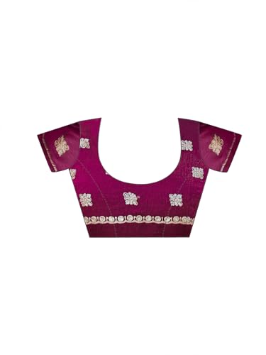 Image of Satrani Women's Shimmer Chiffon Scalloped Border Sequins Embroidery Saree with Unstitched Blouse Piece
