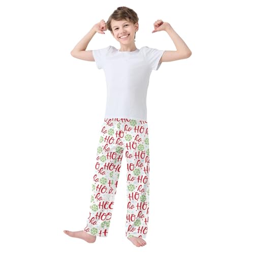 ZZXXB Hohoho Pattern Boys Long Pants Soft Trousers Elastic Waist Kids Lounge Bottoms with Pockets S-XL2