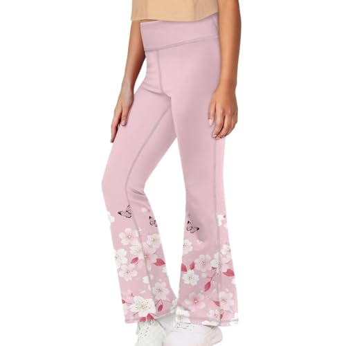 Image of Girls Flare Leggings 5-14T Cute Bell Bottoms for Girl Yoga Pants for Gym
