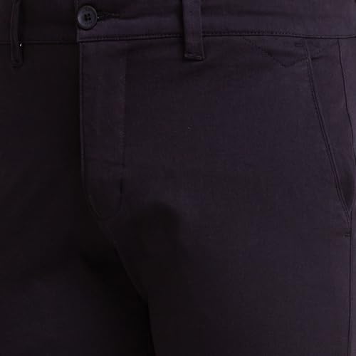 Image of Parx Men's Cotton Blend Solid Pattern Low Rise Tapered Fit Flat Front Casual Trouser