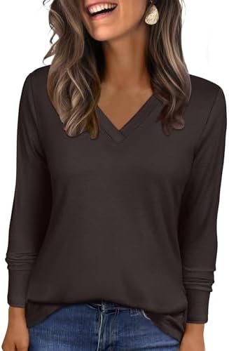ANRABESS Womens Long Sleeve Tunic Tops V Neck T-Shirts Casual Cute Basic Tee 2025 Fall Work Travel Loungewear Outfits