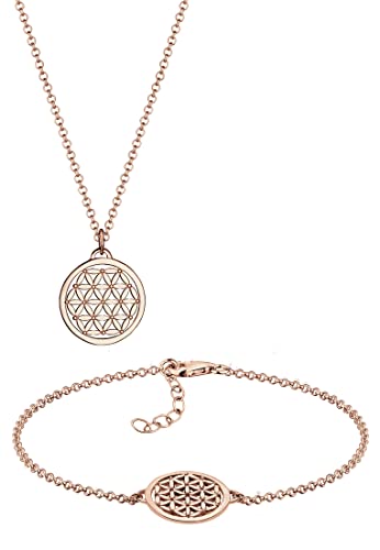 Collar y pulsera de plata 925 con la flor de la vida en joyería fina calada