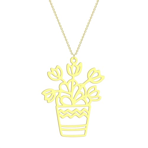 Collier ras-du-cou en argent anti-allergie avec pendentif plante en pot