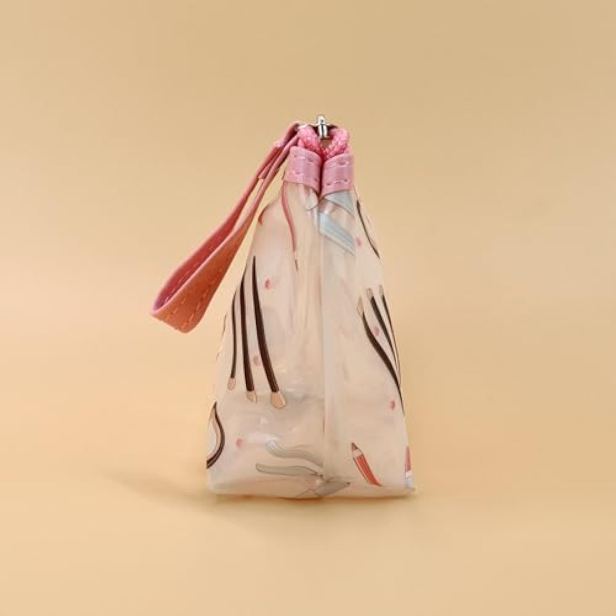 PU Printed Makeup Pouch for Women, Small Transparent Cosmetic Pouch