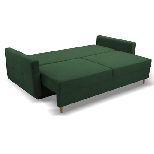 Fabryka Mebli Idźczak Schlafsofa Sofa Pastella Couch Ausklappbares Schlaffunktion Bettkasten - Kissen Bettzeugbehälter Hilfsautomat Wohnzimmer, Gästezimmer Modern Design (Kronos 19 Grün) – Bild 8