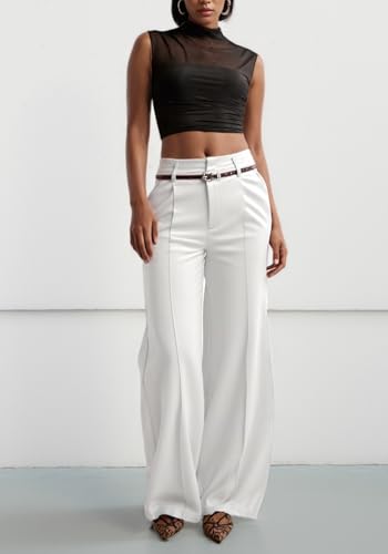 Women's Wide Leg Pants High Waisted Dressy Business Pants Straight Leg Casual Trousers with Pockets2