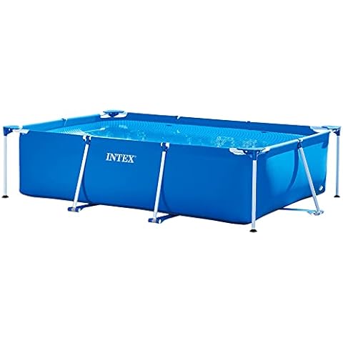 Intex 28272 Metal Frame Rectangular Pool without Filter Pump, 3834 L, Blue, 300 x 200 x 75 cm Cover