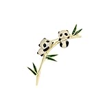 Cute Crystal Panda Bamboo Brooch Pins for Women Men Fashion Rhinestone Green Leaf Enamel Lovely Bear Lapel Brooches for Dress Suit Hat Badge Decoration Animal Corsage Dainty Jewelry Girlfriend Wife