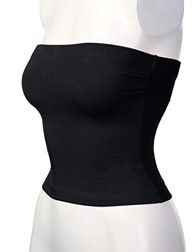 Image of Women's Shapewear Tube Tops Strapless Ruched Built-in Shelf Bra Casual