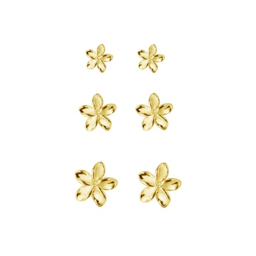 3 Pairs Gold Tiny Flower Stud Earrings 925 Sterling Silver Set for Women Girls Cute Cartilage 20g Studs Tragus Post Pin Hypoallergenic Jewelry Gifts Birthday Holiday