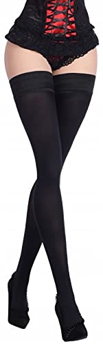 Halterlose Strümpfe 100 den blickdicht schwarz Satin Mikrofaser (4-L) Cover