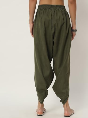 Image of 9rasa Women's Cotton Solid Harem Dhoti Pants for Casual FusionWear Workwear