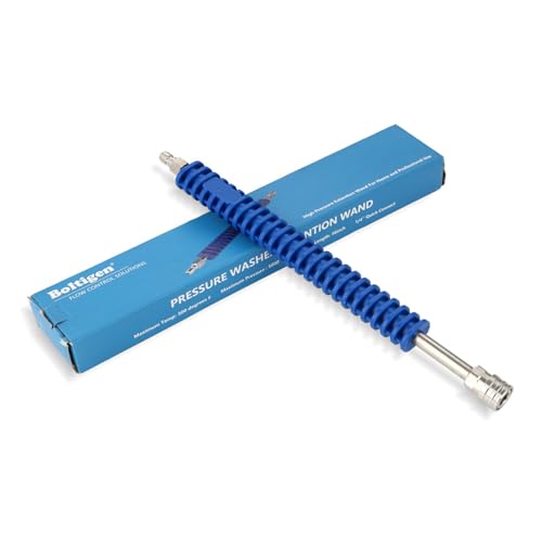 Boltigen 16inch Car Pressure Washer Extension Wand with Molded Grip, Stainless Steel Short Power Washer Lance, 1/4'' Quick Connect Plug Pressure Washe