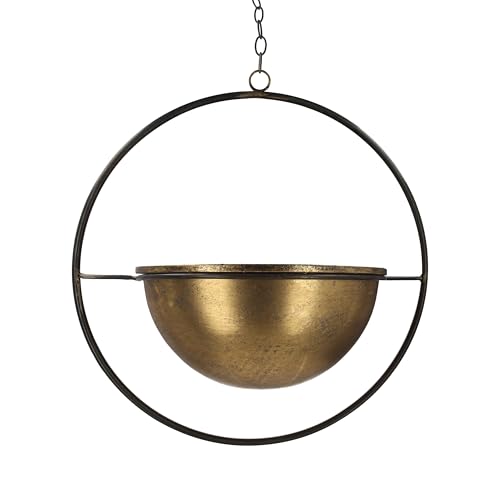 Keyhomestore│Supporto Sospeso per Piante con Ciotola – Struttura in Metallo con 1 Anello, 40x26x115 cm – Portavaso Decorativo per Interni ed Esterni, Ideale per Piante Cascanti e Fiori