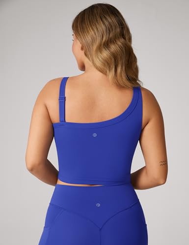 Image of UNISSU Hugcurve Detachable Shoulder Strap Longline Sports Bra for Women One Shoulder Workout Tank Crop Tops Built in Bra