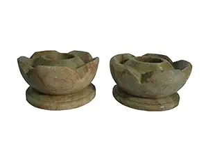 Avinash Handicrafts Stone Carved Flower Shape Candle Stand (5.5cm x5.5cm 3cm) Set of 2