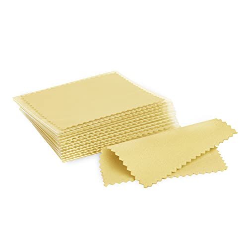 CATIFLIN 100pcs Premium Jewelry Cleaning Cloth, Silver Polishing Cloth Individually Wrapped, for Sterling Silver, Gold, Brass, Silverware, Coin, Ring, Watch and More (Yellow, 3.15 x 3.15 )