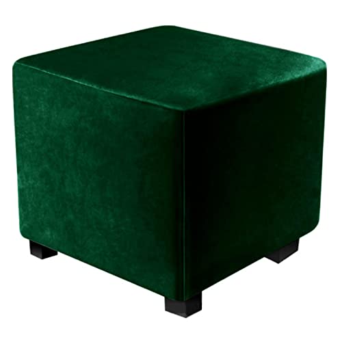 Funda ottoman protectora elástica y lavable para taburete cuadrado verde 5