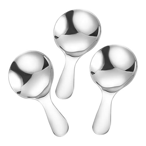 STOBOK 3個ステンレス製ミニスプーン 短柄で使いやすい デザートやアイスクリーム 砂糖 コーヒー用 家やアウトドアに 耐久性ある滑らかな丸