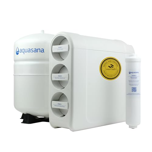 Aquasana SmartFlow® Reverse Osmosis Water Filter | RO Under Sink System | WQA Certified up to 99.99% of 90 contaminants Including Fluoride, PFAS, Arsenic, Lead, and Chlorine | Does not Include Faucet