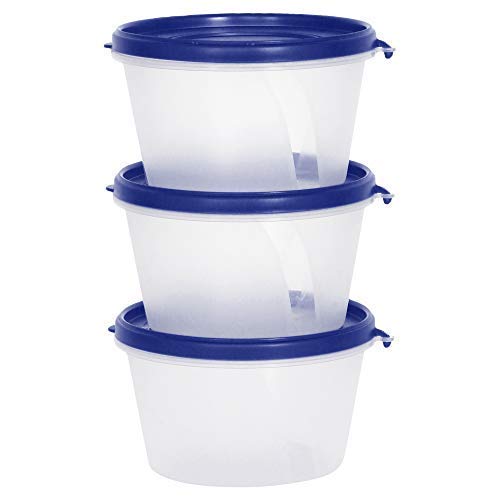 Image of Cutting EDGE Nesterware 750ml Stackable Container (Set of 3, Dark Blue) | BPA-free plastic, stackable design, leak-proof, kitchen storage, pantry, fridge, meal prep, reusable, travel use