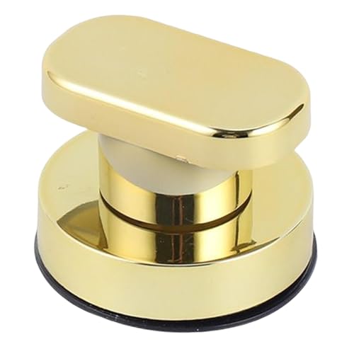 Zambuph Cajón de ducha de baño con ventosa fuerte reutilizable, suave, fácil de instalar, sin necesidad de taladrar, manija de succión, puerta de vidrio, Oro, 6.5 x 6. cm