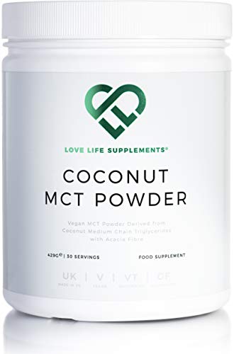 Poudre TCM de noix de coco de LLS | Végane | Riche en graisses bénéfiques pour la santé et en fibres | 0 g de Glucides | 430g - 30 prises de la quantité conseillée | Compléments alimentaires Love Life